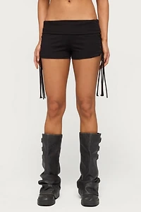 Edikted Saffyre Lace Up Foldover Shorts