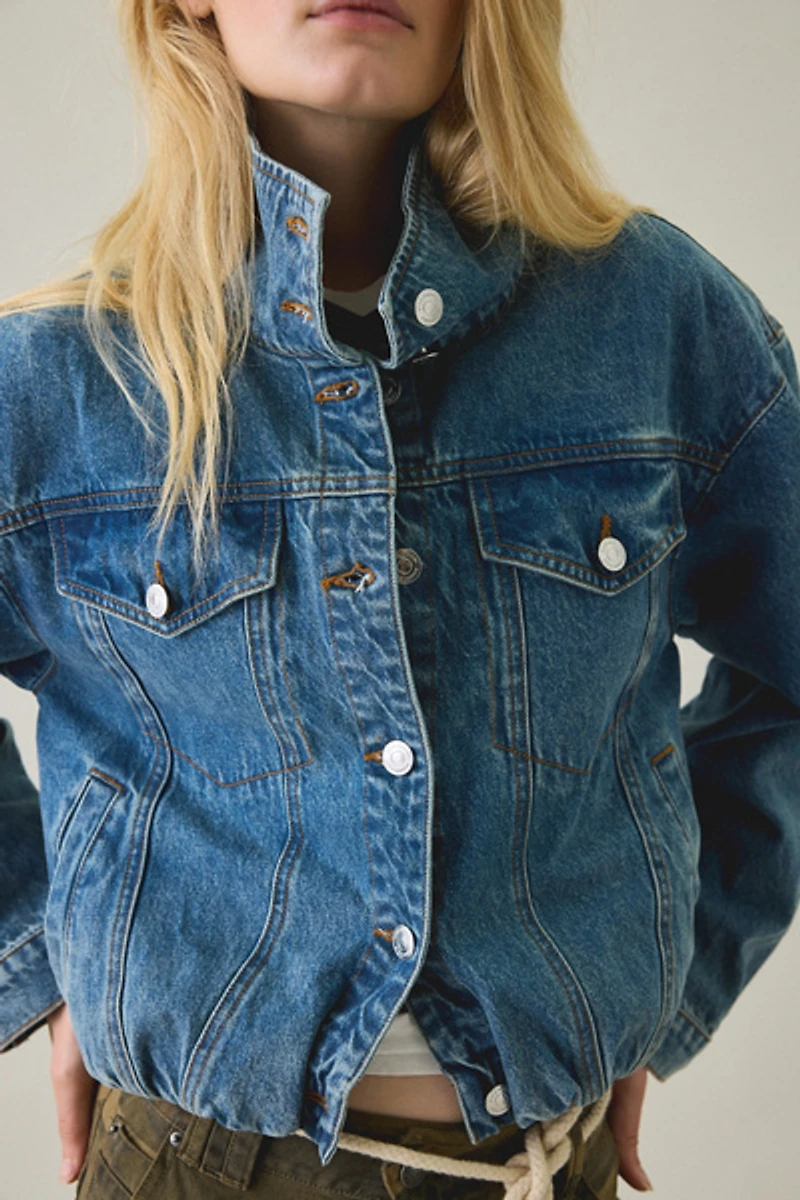 Steve Madden Allyson Funnel Neck Denim Jacket