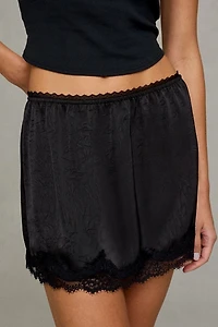 Steve Madden Cindi Lace Trim Satin Mini Skirt