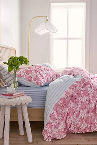 Fancy Toile & Striped Reversible Comforter Set