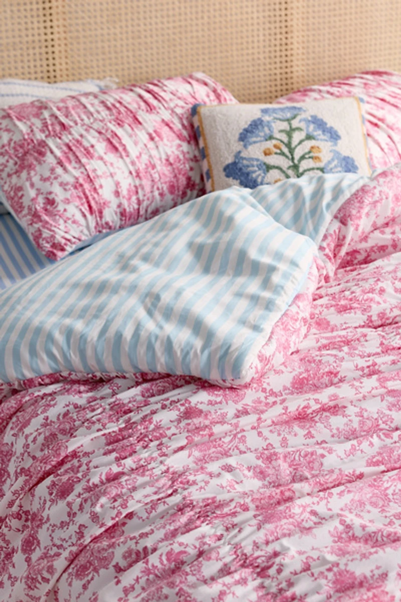 Fancy Toile & Striped Reversible Comforter Set