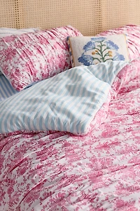 Fancy Toile & Striped Reversible Comforter Set