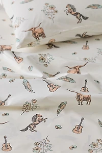 Watercolor Cowgirls Cotton Percale Sheet Set