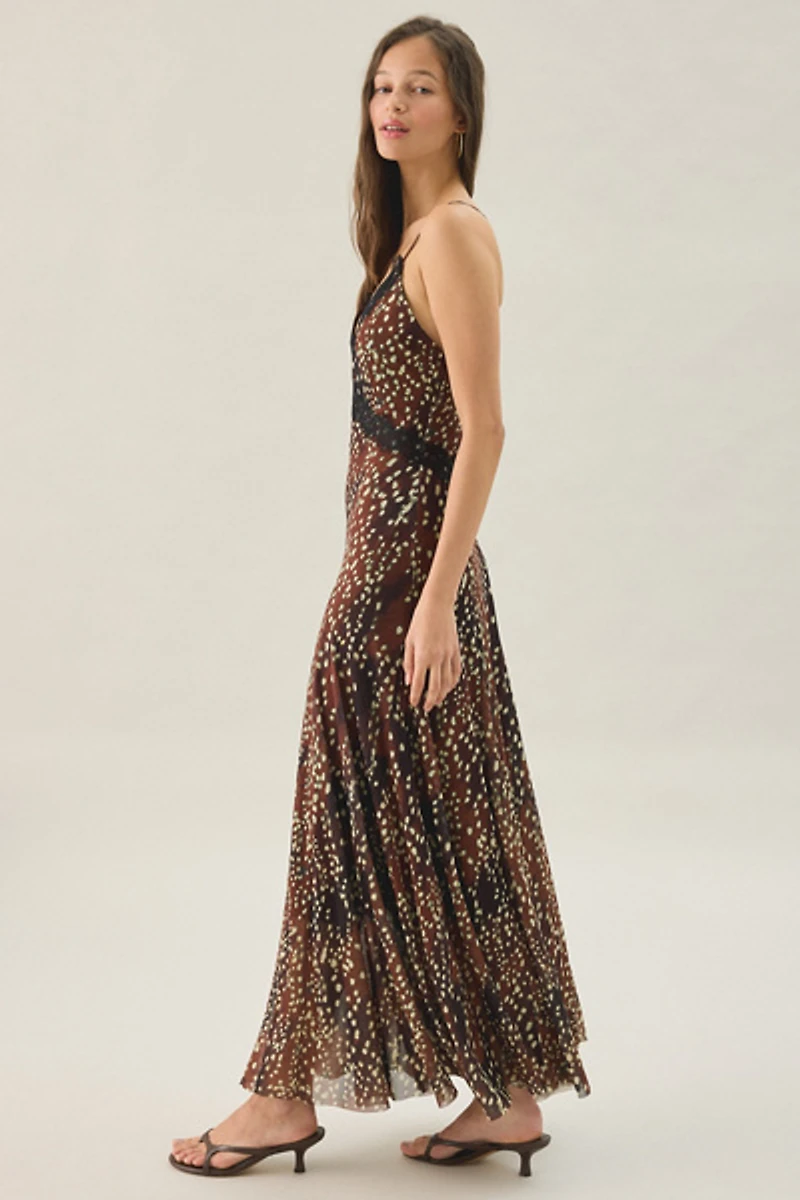 Steve Madden Em Doe Print Lace Trim Maxi Dress