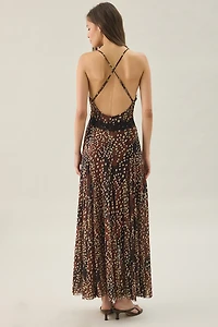 Steve Madden Em Doe Print Lace Trim Maxi Dress