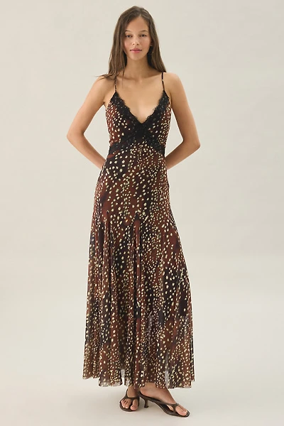 Steve Madden Em Doe Print Lace Trim Maxi Dress