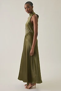 Steve Madden Emmalie High Neck Satin Maxi Dress