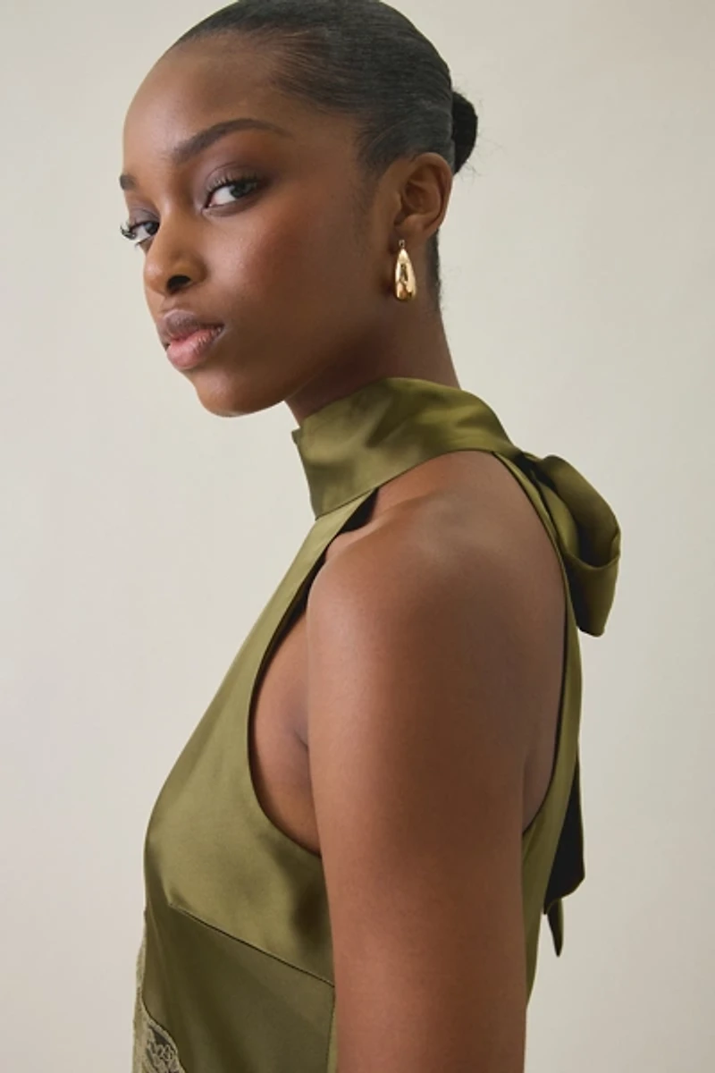 Steve Madden Emmalie High Neck Satin Maxi Dress