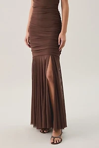 Steve Madden Evera Gathered Mesh Halter Neck Maxi Dress