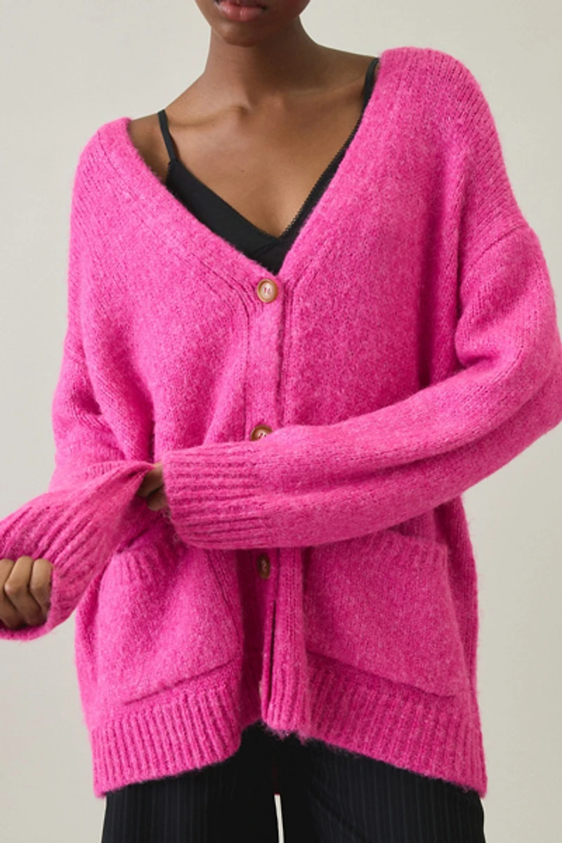 Steve Madden Finley Oversized V-Neck Cardigan