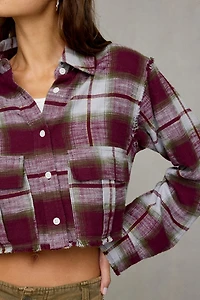 Steve Madden Marlow Cropped Flannel Shirt Jacket