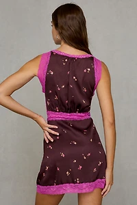 Steve Madden Savanna Lace Trim Slip Mini Dress