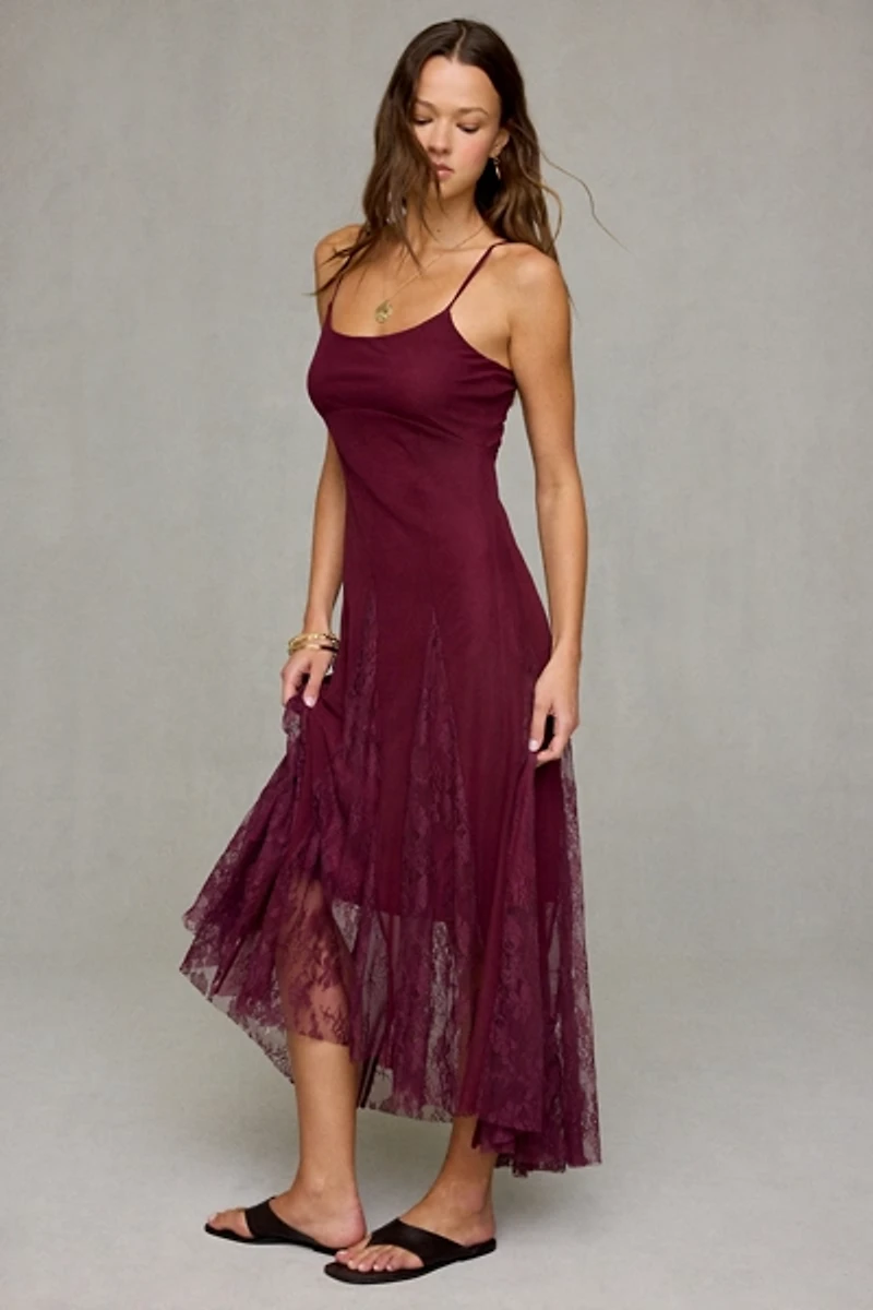 Steve Madden Vita Lace Godet Hanky Hem Midi Dress