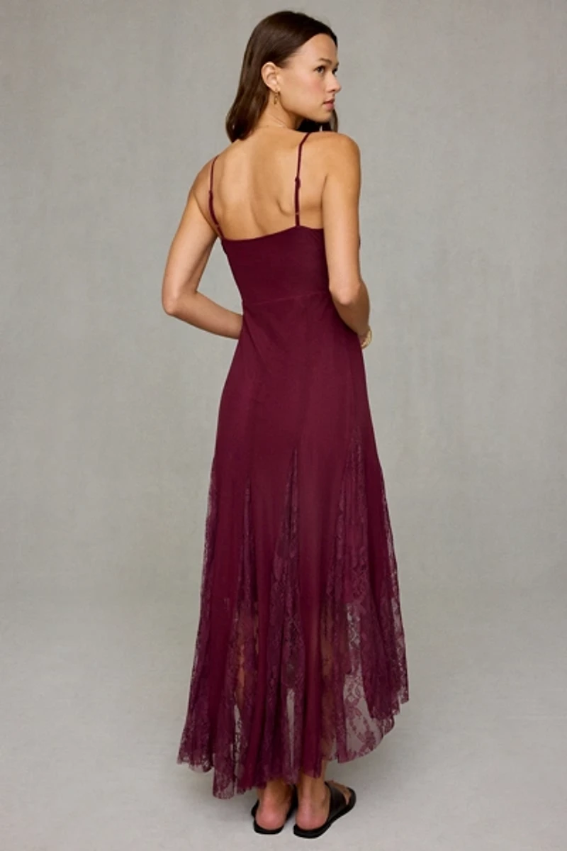 Steve Madden Vita Lace Godet Hanky Hem Midi Dress