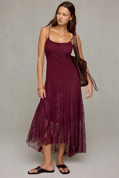 Steve Madden Vita Lace Godet Hanky Hem Midi Dress