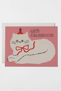 Red Cap Let's Celebrate Cat Greeting Card