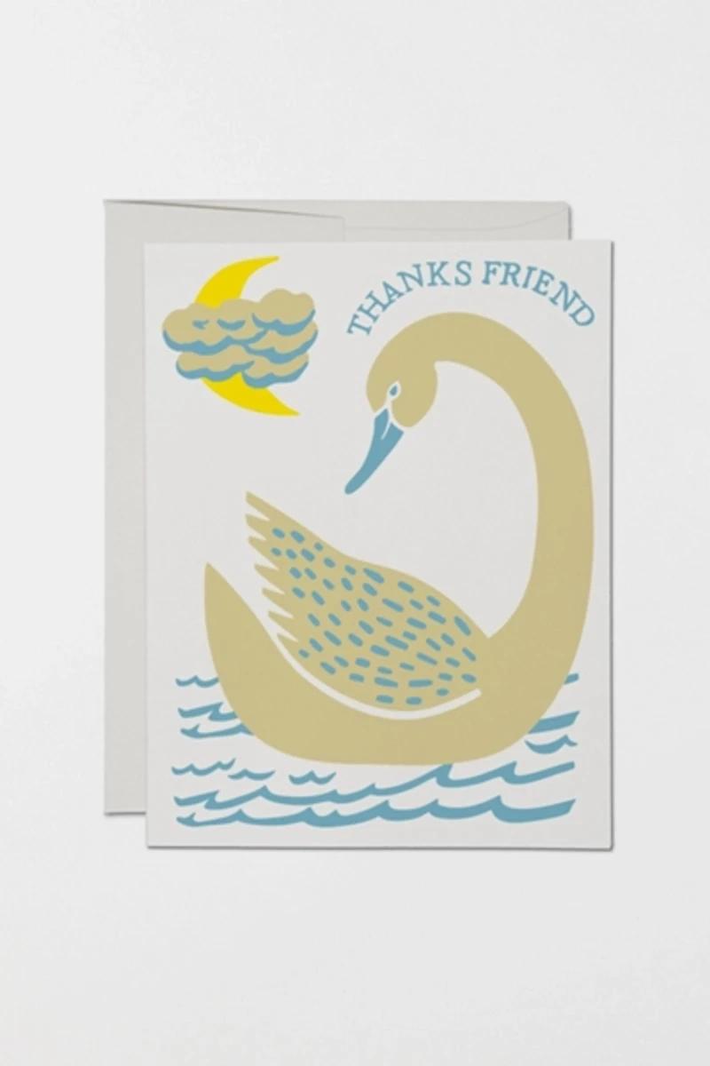 Red Cap Friend Swan Thank You Card