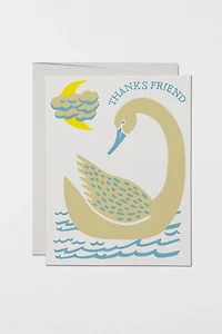 Red Cap Friend Swan Thank You Card