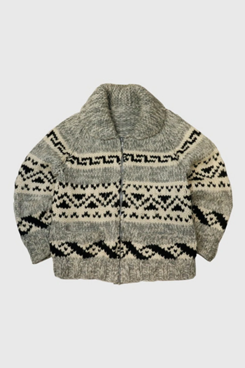 Vintage Hand Knit Zip Sweater 02