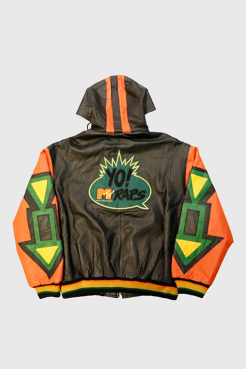 Vintage MTV Yo MTV Raps Leather Hooded Jacket