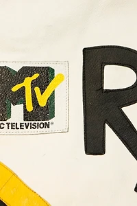 Vintage 1992 YO MTV Rap leather Hooded jacket