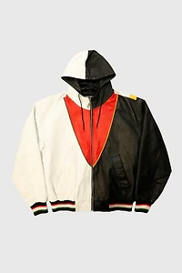 Vintage 1992 YO MTV Rap leather Hooded jacket