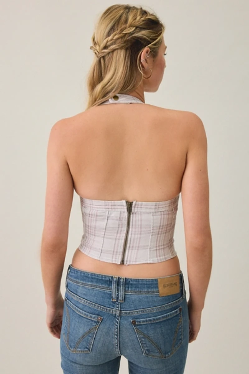 BDG Marceline Asymmetric Wrap Button-Front Halter Top
