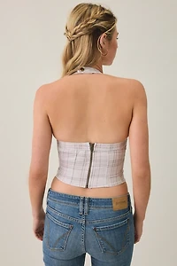 BDG Marceline Asymmetric Wrap Button-Front Halter Top