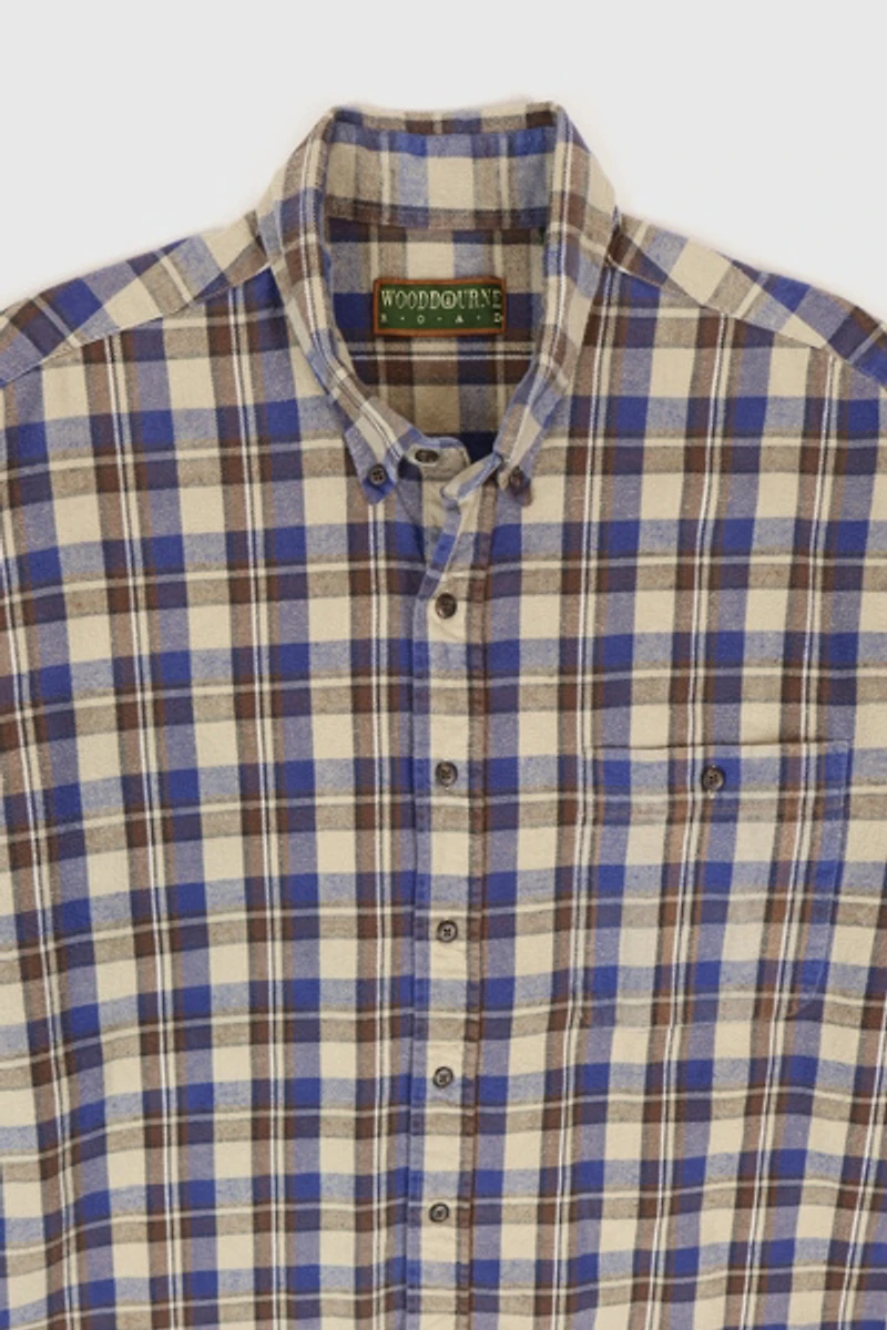 Vintage Blue Plaid Button Down Shirt