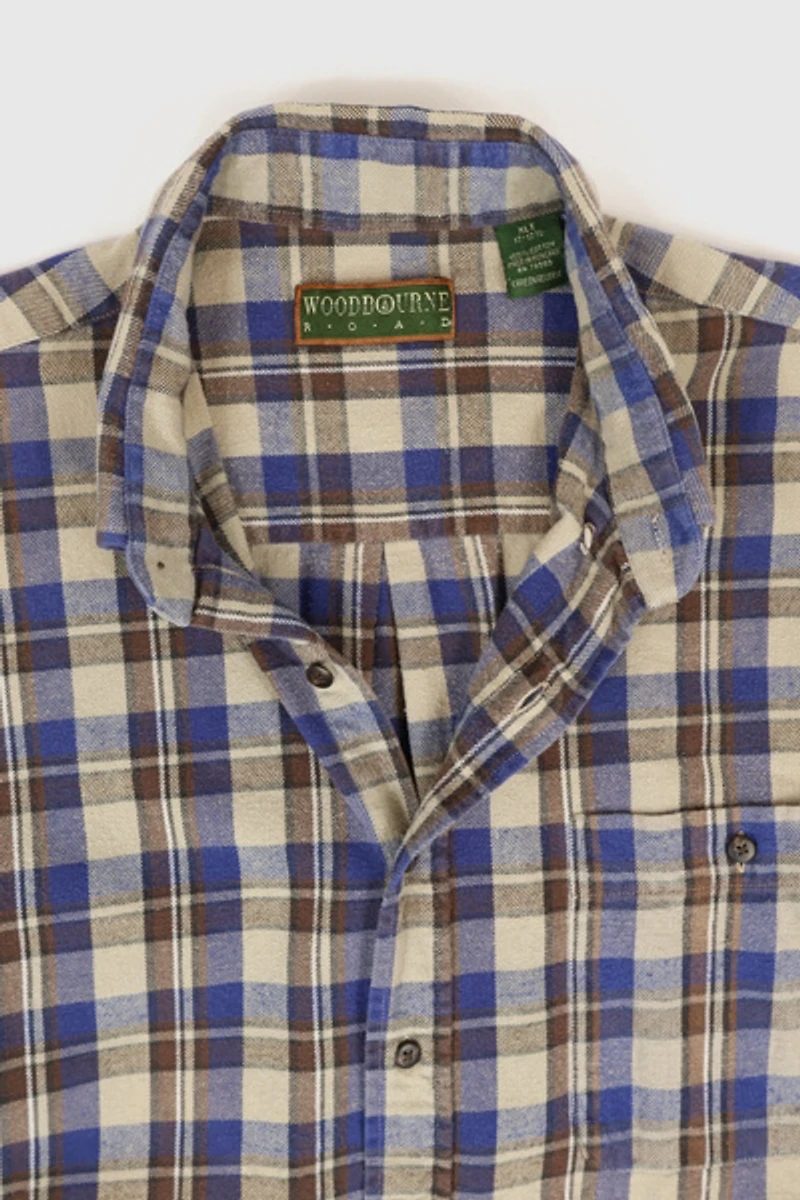 Vintage Blue Plaid Button Down Shirt