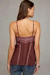 Kimchi Blue Ashleigh Split-Front Lace Trim Tunic Cami