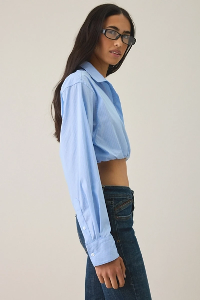 BDG The Mix Cropped Button-Down Shirt