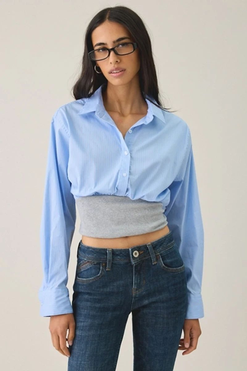 BDG The Mix Cropped Button-Down Shirt