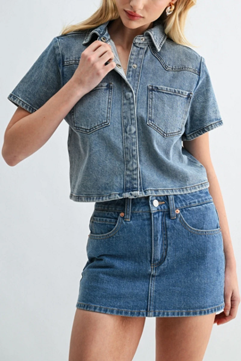 Jemina Denim Muse Cropped Shirt