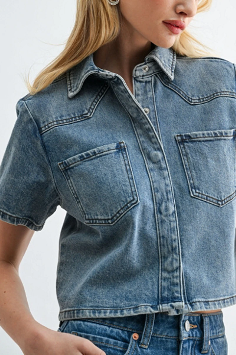 Jemina Denim Muse Cropped Shirt