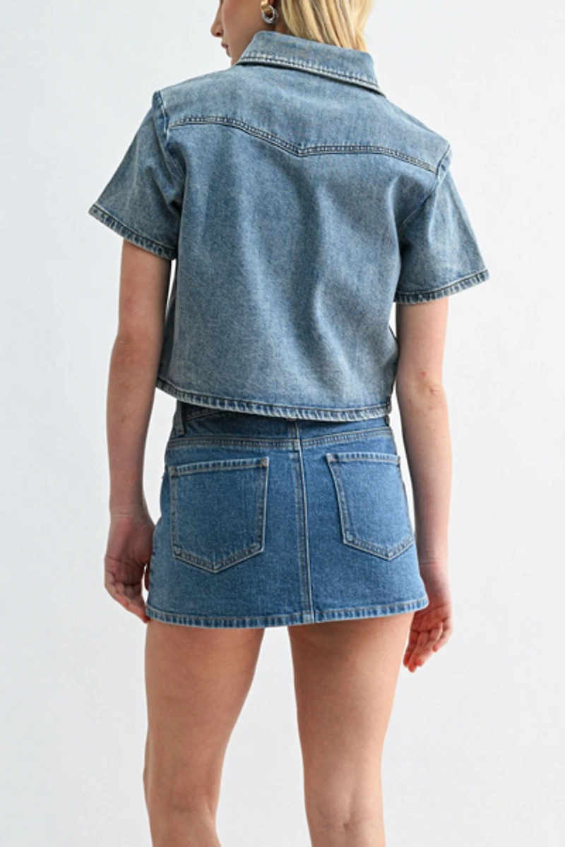 Jemina Denim Muse Cropped Shirt