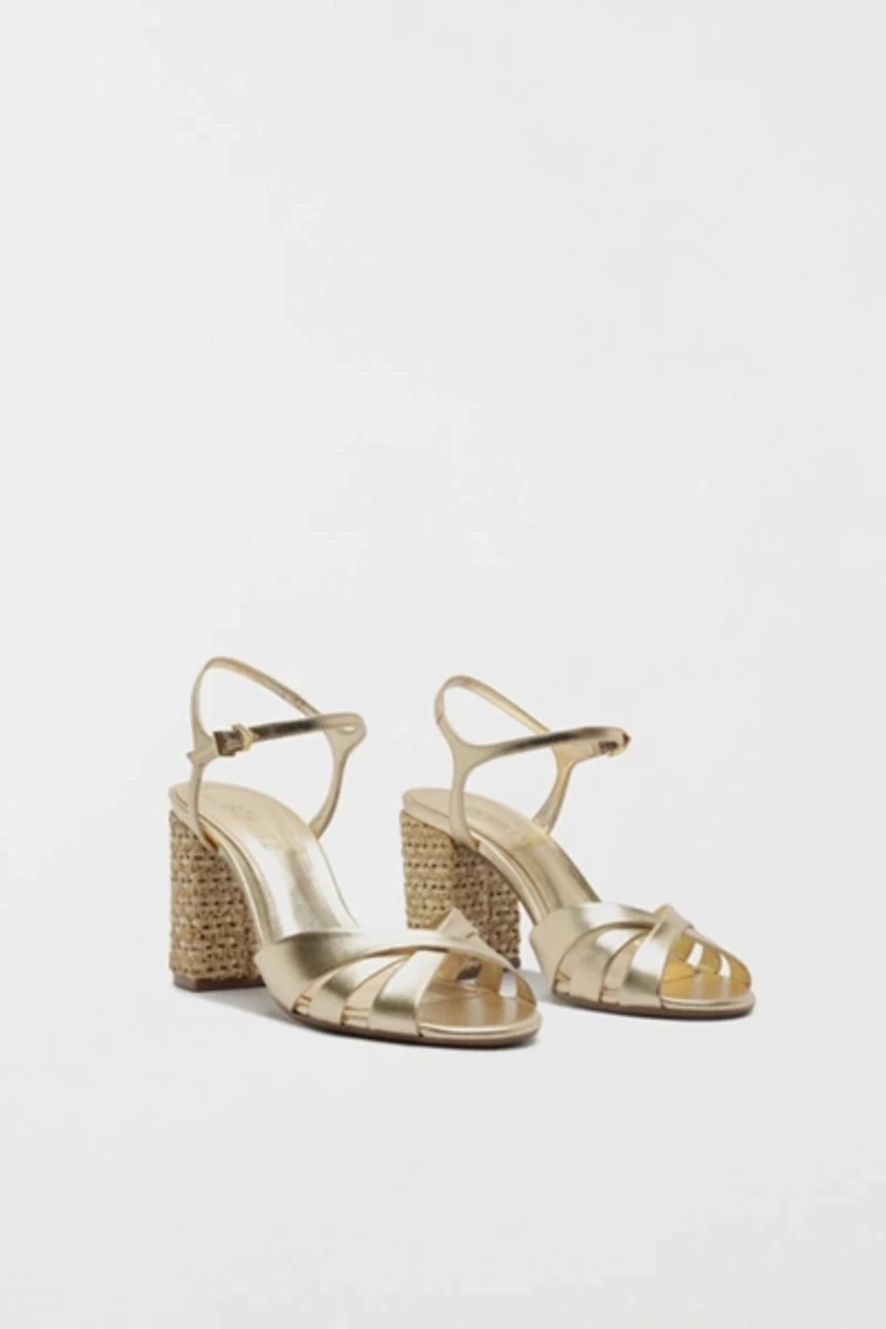 Schutz Keefa Raffia High Block Heeled Sandals