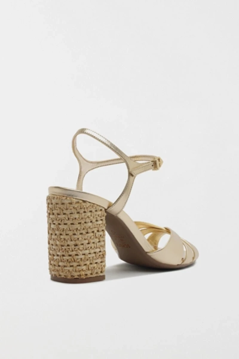 Schutz Keefa Raffia High Block Heeled Sandals