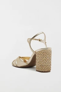 Schutz Keefa Raffia High Block Heeled Sandals