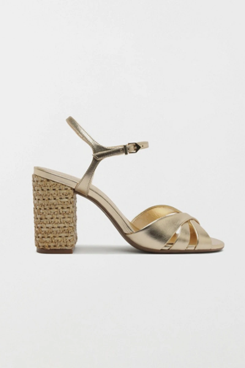 Schutz Keefa Raffia High Block Heeled Sandals