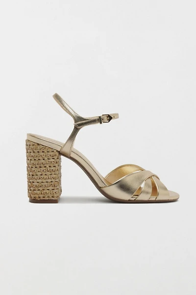 Schutz Keefa Raffia High Block Heeled Sandals