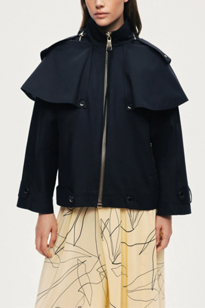 Nocturne Hooded Cropped Trench Jacket