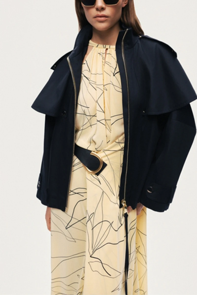 Nocturne Hooded Cropped Trench Jacket
