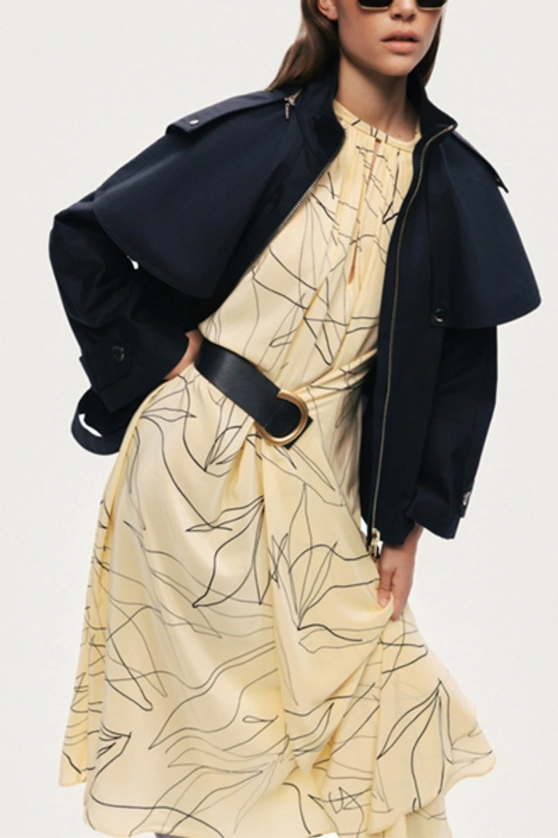 Nocturne Hooded Cropped Trench Jacket