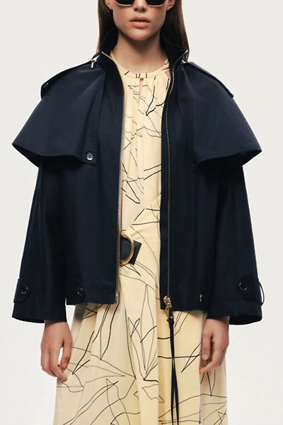 Nocturne Hooded Cropped Trench Jacket
