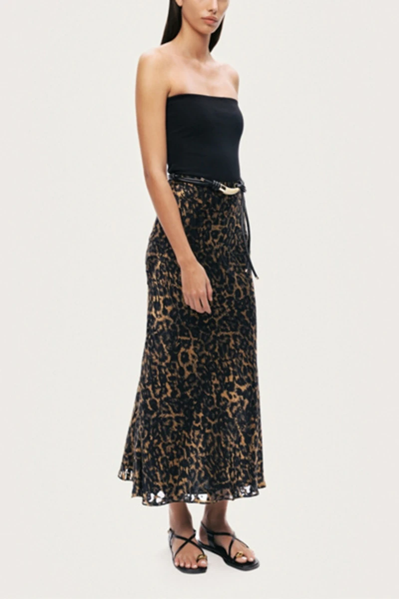 Nocturne Printed Leopard Midi Skirt