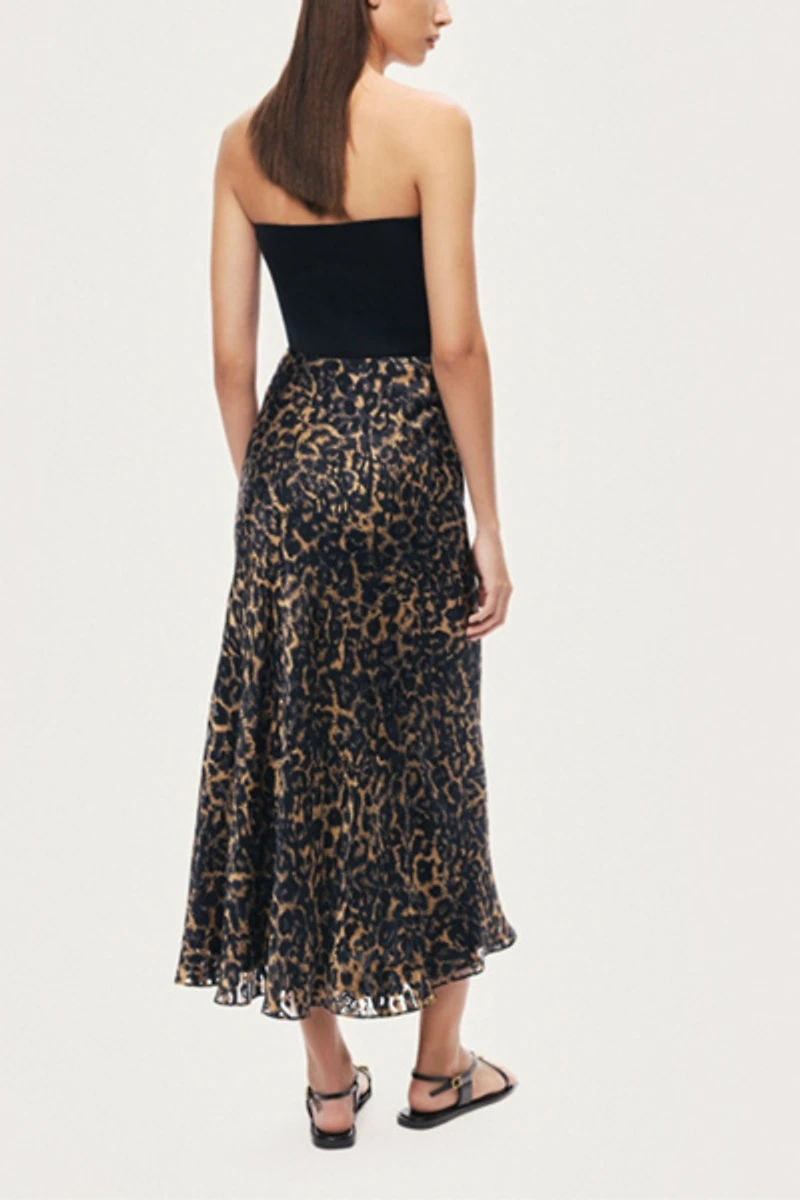 Nocturne Printed Leopard Midi Skirt