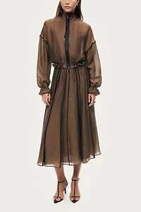 Nocturne Sheer Pleated Midi Skirt