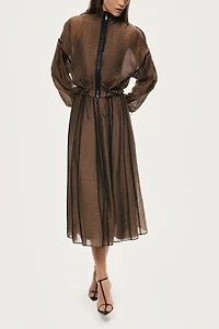 Nocturne Sheer Pleated Midi Skirt