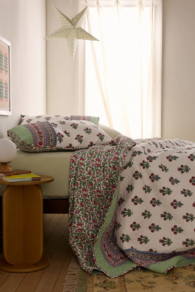 Serena Floral Reversible Cotton Quilt Set